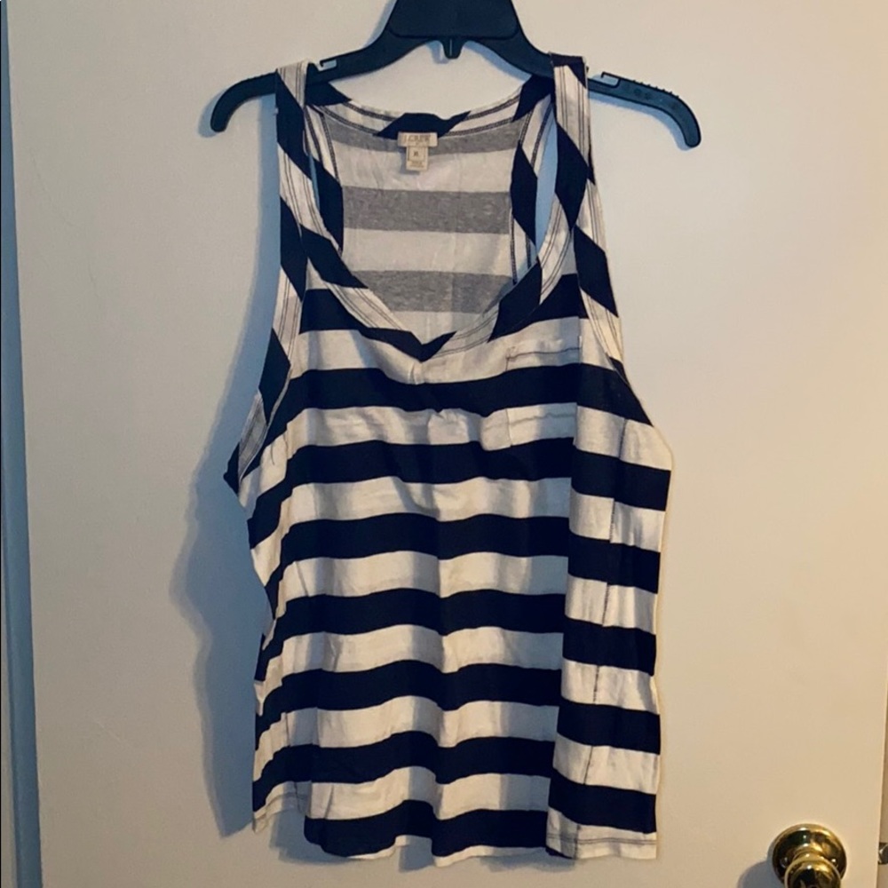 JCrew navy white stripe racerback tank XL